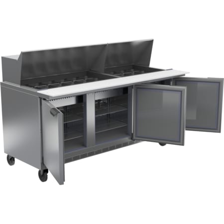 Beverage-Air Refrigerated Sandwich Prep Table, Mega Top, 3 Door, 21.5 cu. Ft, 115 Volt SPE72HC-30M